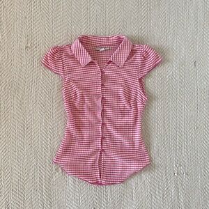 Kimchi Blue Pink Allegra Gingham Button-Up Top